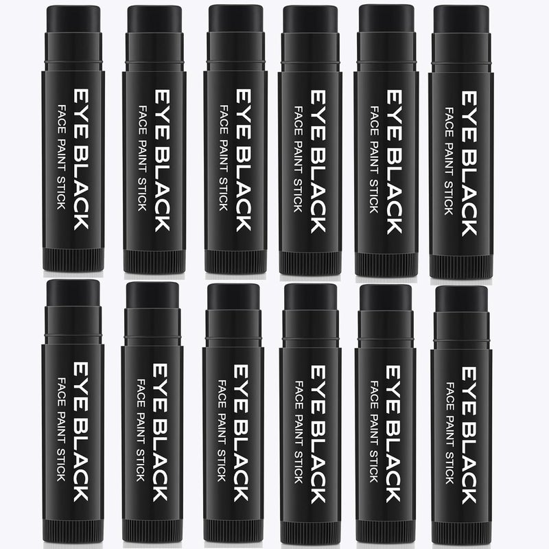 Wismee Eye Black Stick, 12pcs Anti-Glare Under Eye Sports Grease Stick for Football Baseball Softball Lacrosse Hockey Athletes Sports Training and Cheer, Sports Eye Black Stick - Image 1